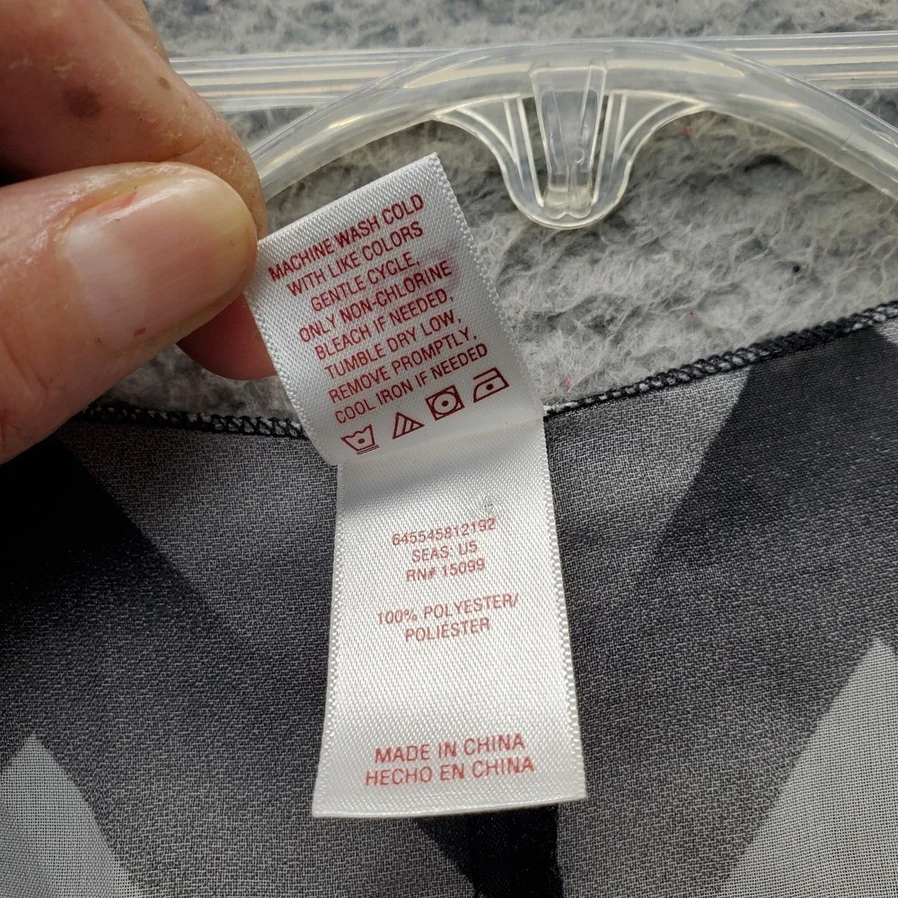 Bongo Smock Swim Cover-Up Dress Women M Multi Sheer Gradient Chevron Deep V-Neck - Picture 6 of 7